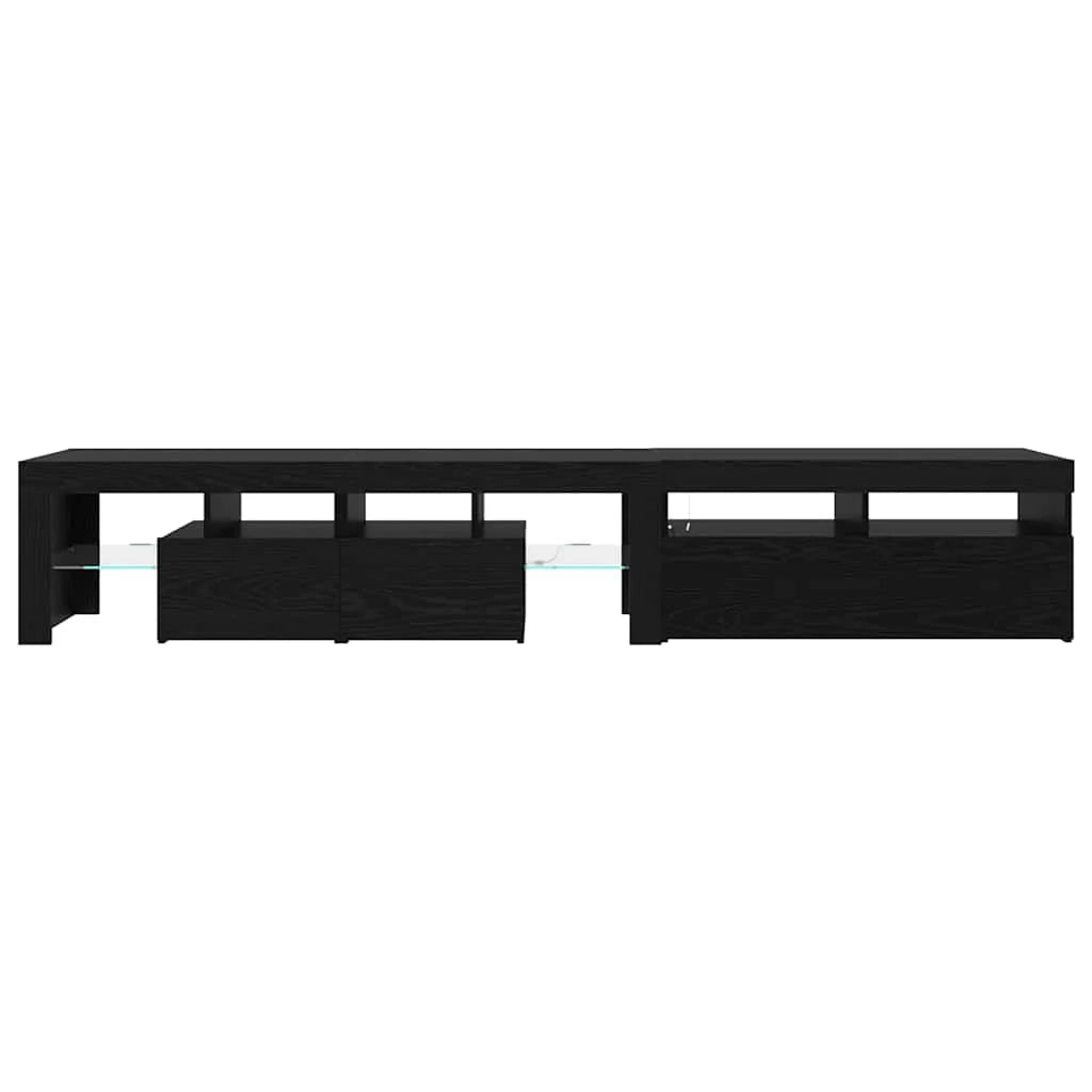 Set di 2 mobili TV rettangolari contemporanei con illuminazione a LED 230 x 36,5 x 40 cm legno ingegnerizzato nero 02_0055903