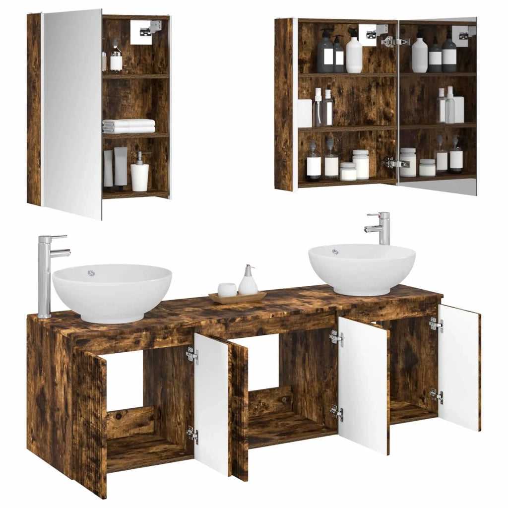 Set di Armadi da Bagno 5 pcs Rovere Fumo Legno ingegnerizzato 3406491