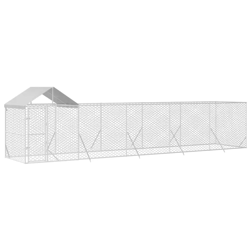 Cuccia Cani da Esterno Tetto Argento 10x2x2,5 m Acciaio Zincatocod mxl 69915