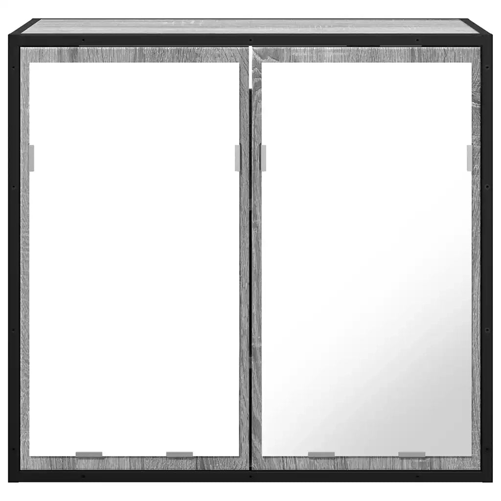 vidaXL Mobile Specchio da Bagno Grigio Sonoma 65x20x60 cm Multistrato