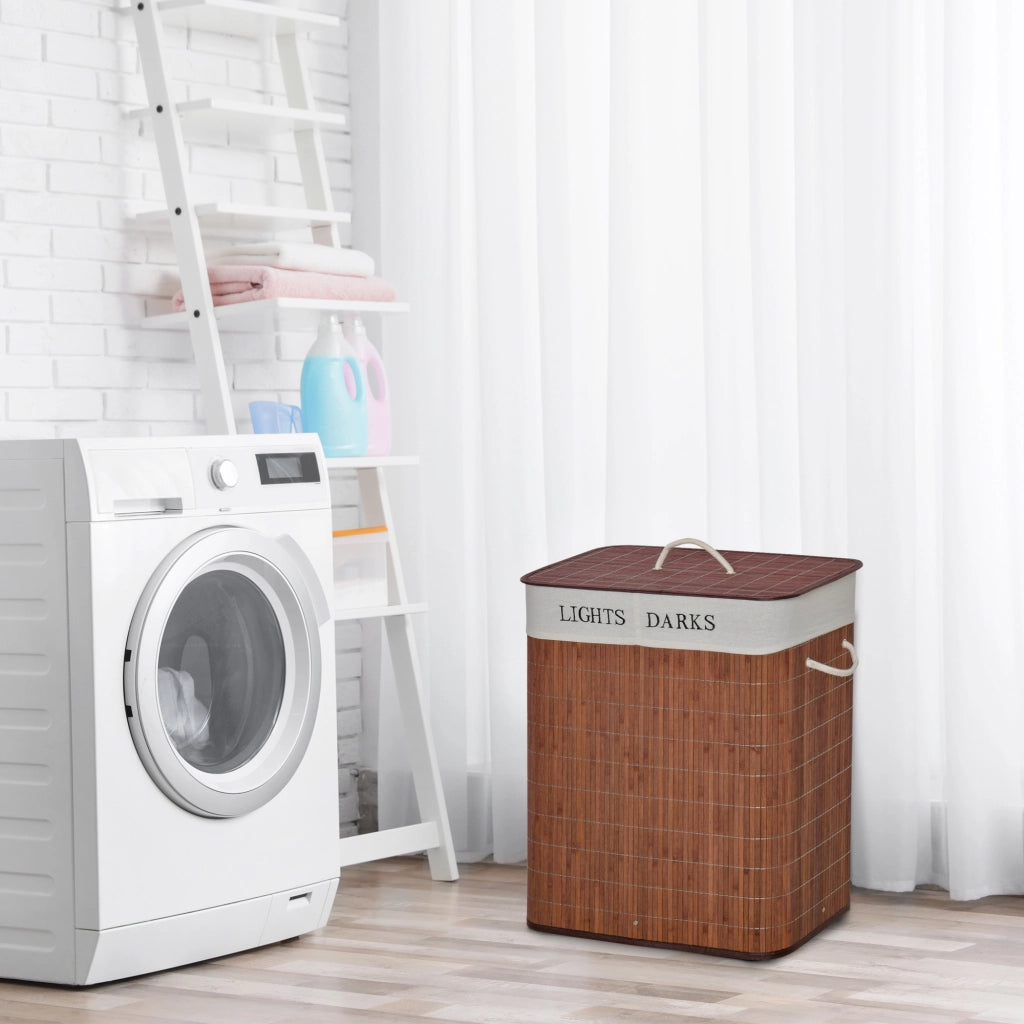 Cesto per bucato in bamb¨´ con tapa ¨C Zephmum ¨C 52x32x63 cm marrone