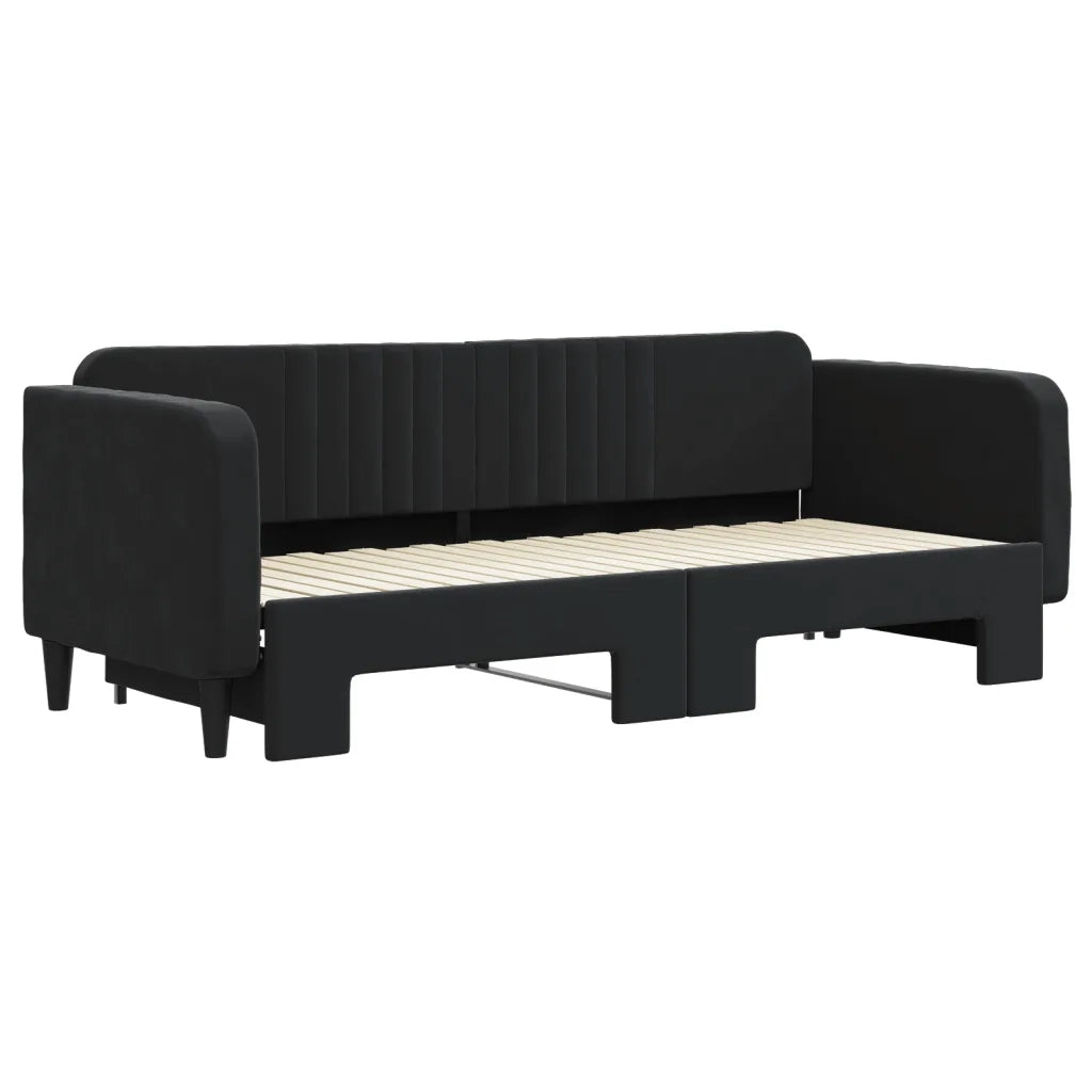 Divano Letto con Letto Estraibile-Sofa Letto-Daybed Nero 80x200 cm in Velluto 759937