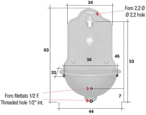 Fontana da Giardino a Muro con Rubinetto in Ghisa Morelli Iseo Grande