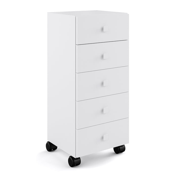 Lineabeta - Base 5 cassetti con ruote Runner in acciaio bianco