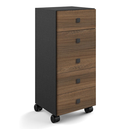 Lineabeta - Base 5 cassetti con ruote Runner in nero / rovere castano