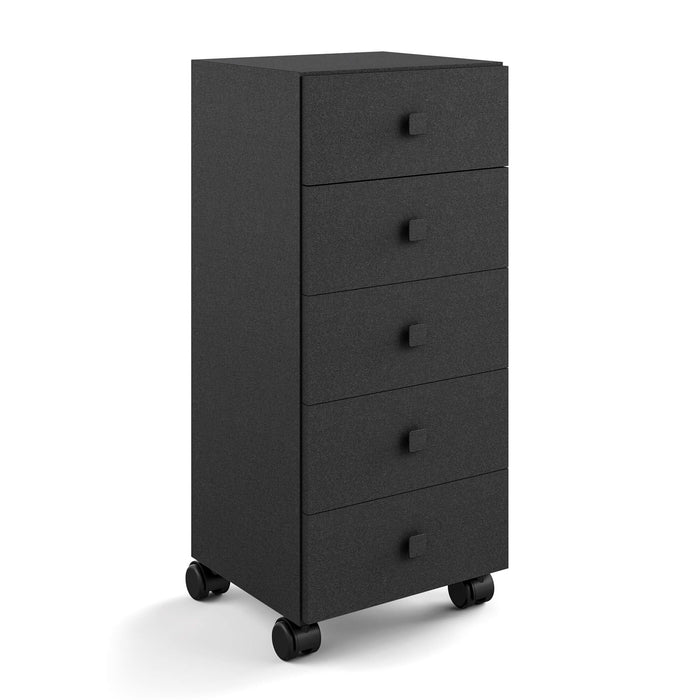 Lineabeta - Base 5 cassetti con ruote Runner in acciaio nero