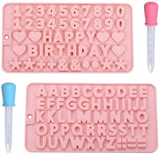 Forme di silicone a forma di cioccolato 2 pezzi con pipette, per decorazioni di fondant, gommosnack, decorazioni di torta, compleanni, biscotti, cubetti di ghiaccio e decorazioni DIY di dessert