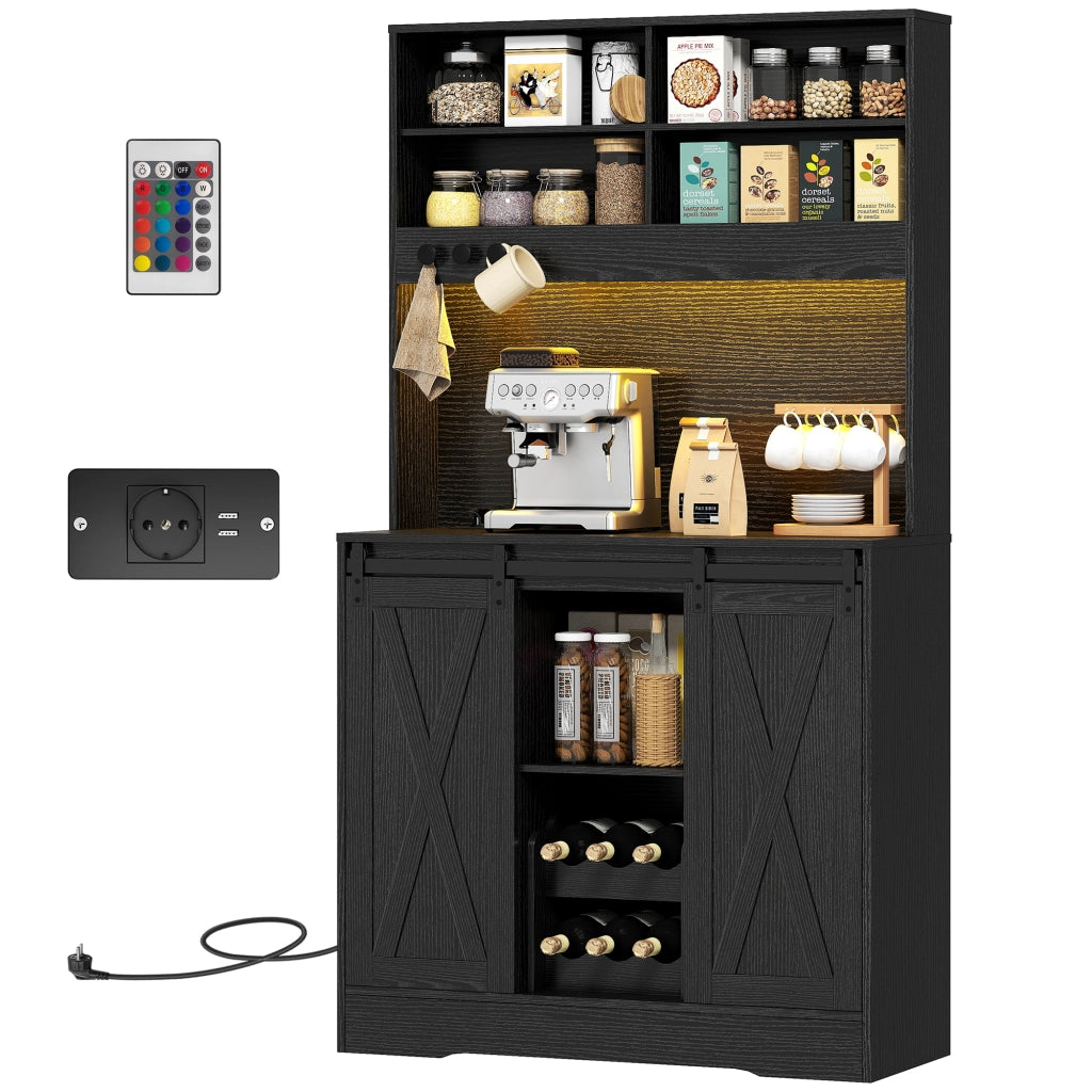 Credenza Rustica con Armadietti e Luci LED ¨C zephmum ¨C Nero