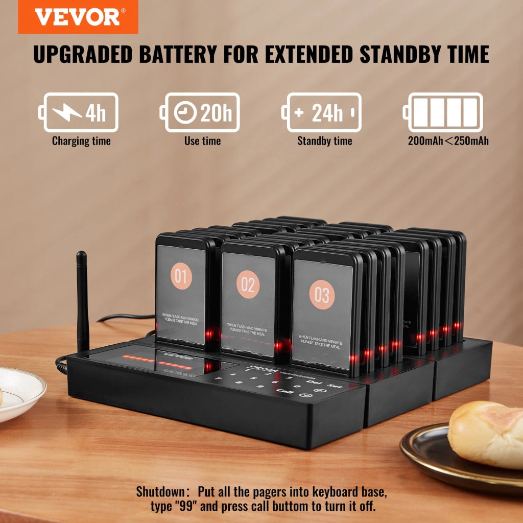 24 cercapersone P80 sistema cercapersone wireless elimina code nero portata 400m per ristoranti e food truck
