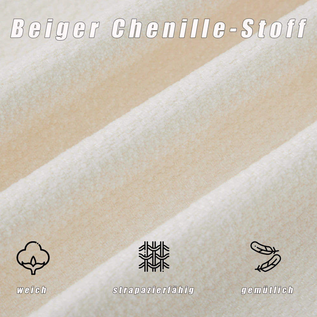 DIVANO 2 posti 127 cm Chenille Beige struttura in legno