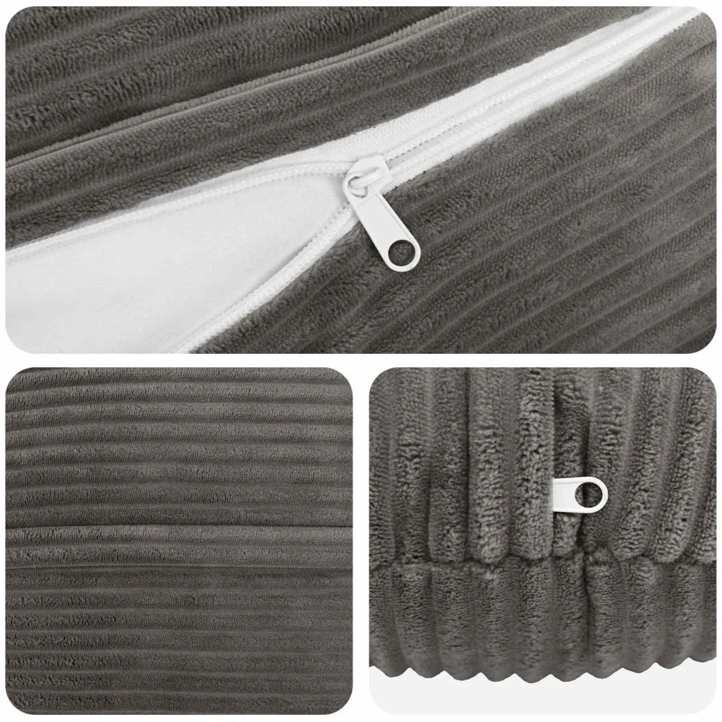 Federa 2 pcs HEERLEN Grigio Scuro Ø 60 cm corduroy 922919