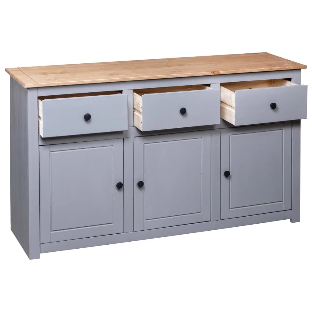 Buffet credenza cassettiera armadio mobile contenitore organizer per cucina soggiorno salotto 135 x 40 x 80 cm Pino massiccio assortimento grigio Panama 02_0031782
