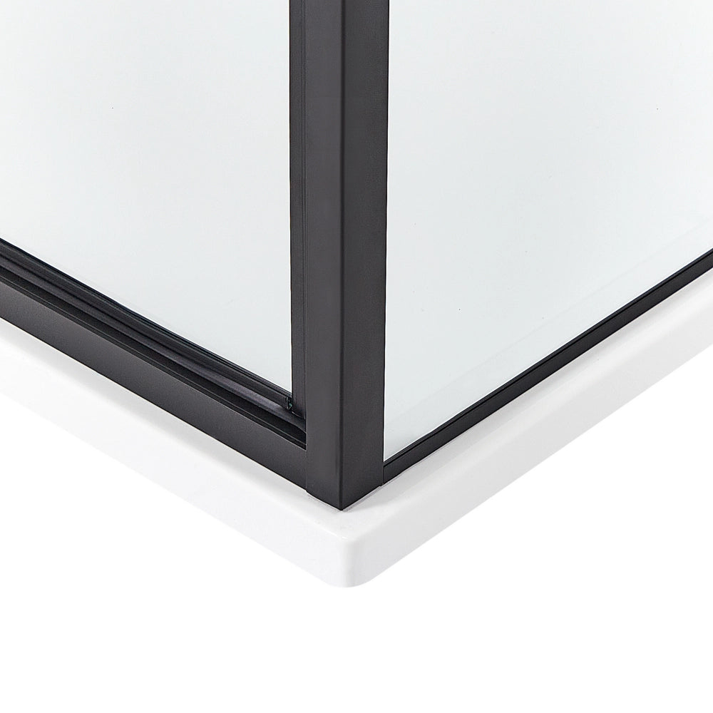 Box Doccia Vetro Temperato nero Cornice Alluminio Anta Singola Quadrata 70 x 70 x 185 cm
