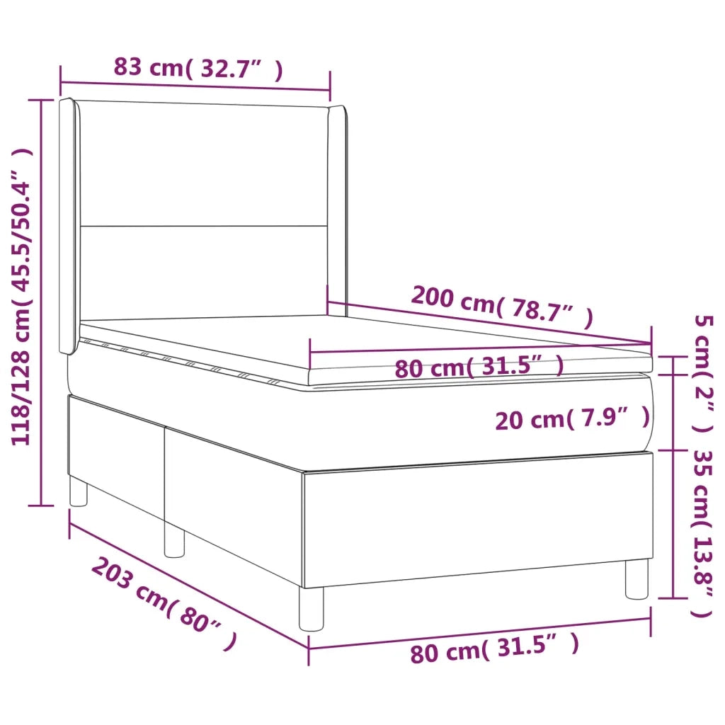 Giroletto Molle con Materasso e LED Bianco 80x200 cm Similpelle 3139230