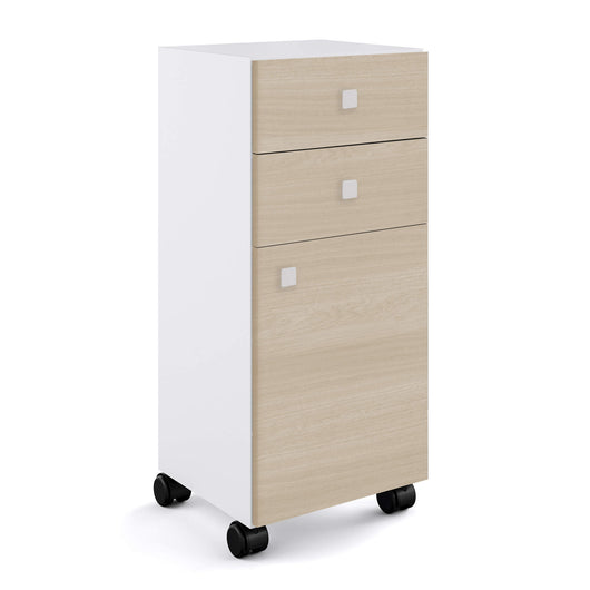 Lineabeta - Base 2 cassetti e 1 anta con ruote Runner bianco / rovere naturale