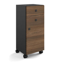 Lineabeta - Base 2 cassetti e 1 anta con ruote Runner nero / rovere castano