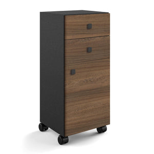 Lineabeta - Base 2 cassetti e 1 anta con ruote Runner nero / rovere castano