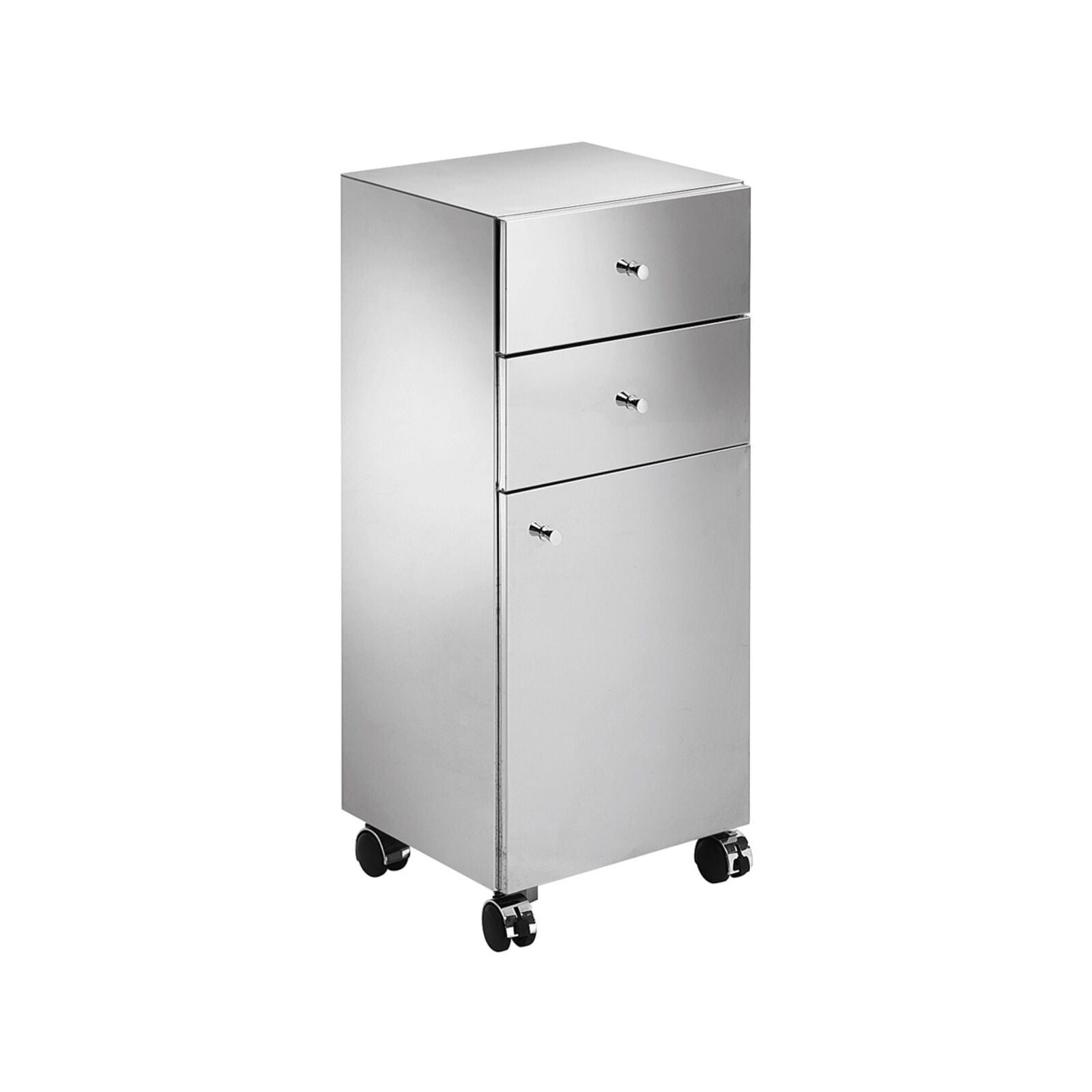 Lineabeta - Base 2 cassetti e 1 anta con ruote Runner in acciaio lucido