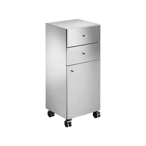 Lineabeta - Base 2 cassetti e 1 anta con ruote Runner in acciaio lucido