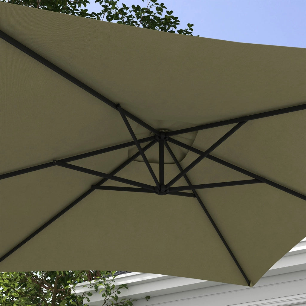 Ombrellone da Giardino Decentrato 294x193 cm con Base a Croce Beige