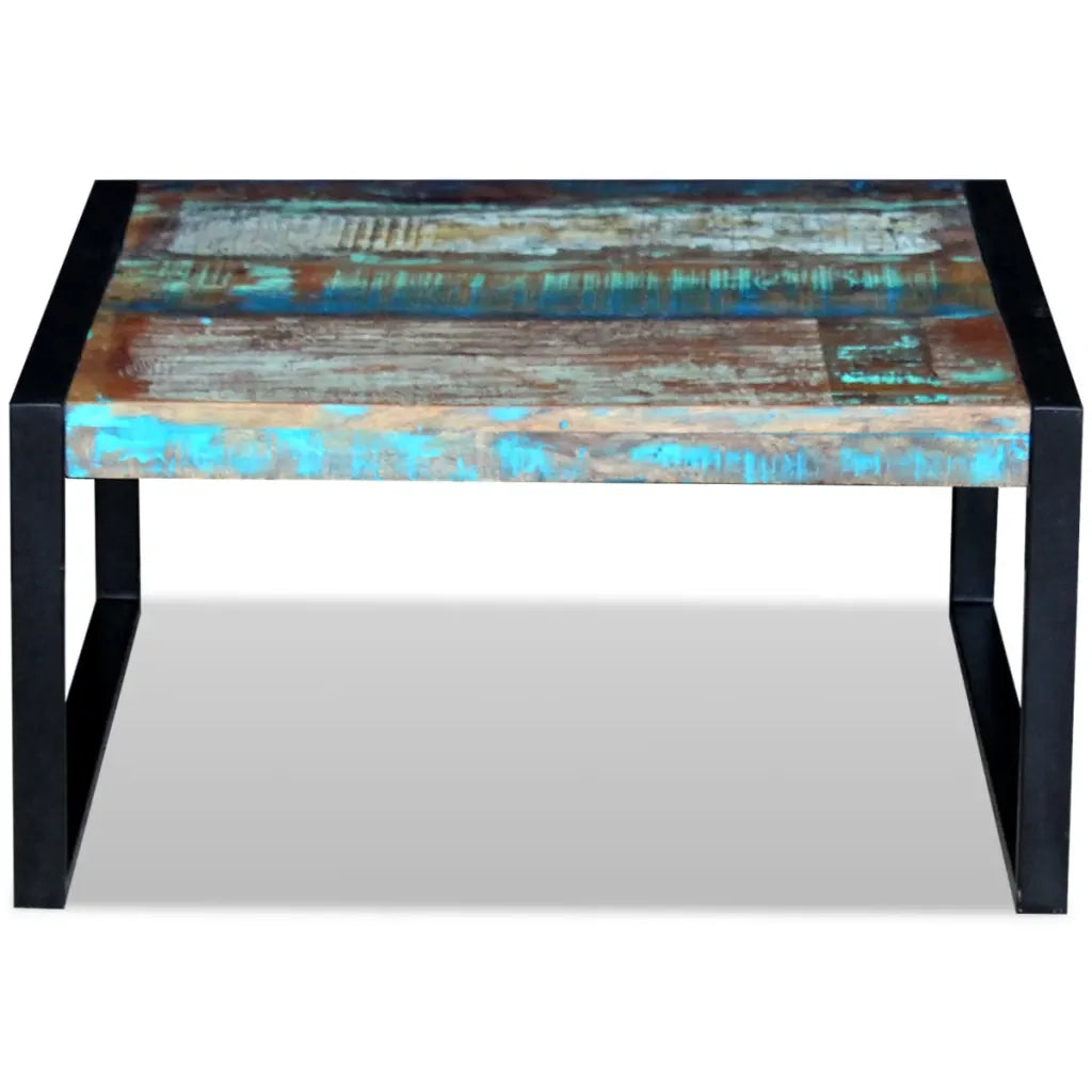 Tavolino da Salotto in Legno Massello Anticato 80x80x40 cm 243295