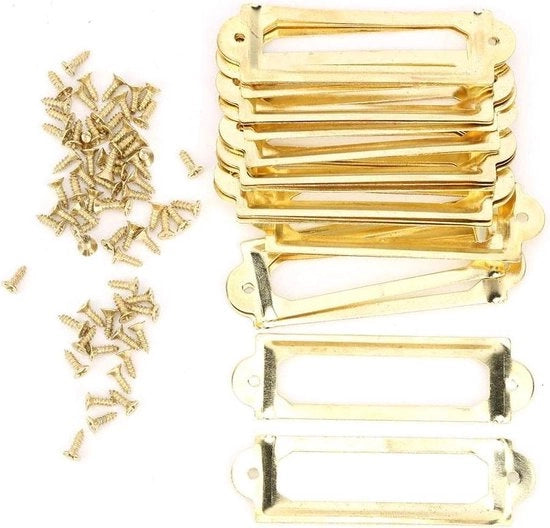 Etichette metalliche per visite cartacee - 20 pezzi Cassetto per documenti Cassetta per nome - Giallo Bronzo.