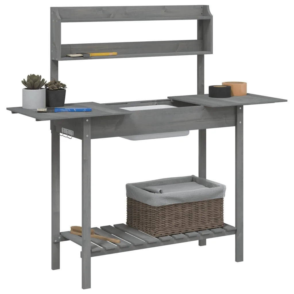 Tavolo Invaso con Lavello Grigio 147,5x44x139,5 Massello Abete CFW2202761