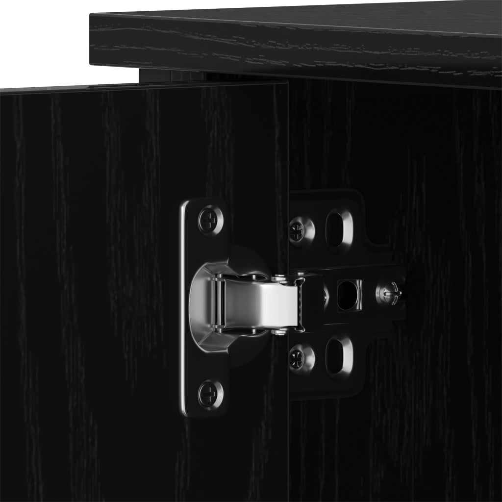 Mobile TV  Nero Rovere 80x40x50 cm Legno ingegnerizzato e Acciaio