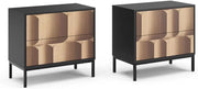 Comodino Eliza, Nero/quercia, Set di 2