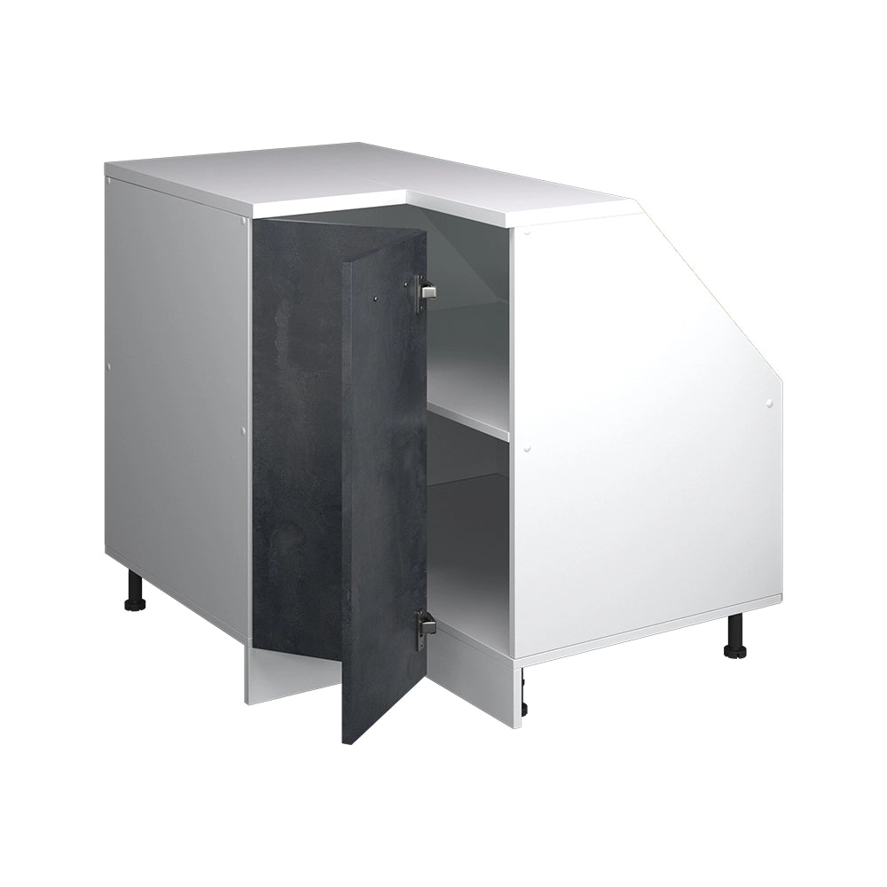 Mobile cucina angolare per sottotetto R-Line Calce nera/Bianco 75.6 cm con 1 porta, carcassa dell’armadio profondità 60 cm Vicco
