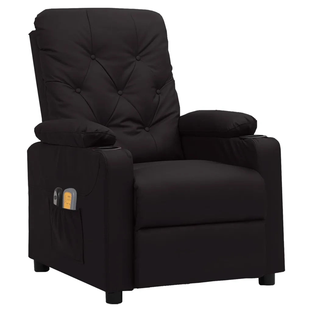 Poltrona Massaggiante | Sedia Relax Elettrica Nera in Similpelle