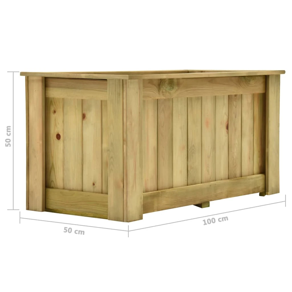 Fioriera rialzata 100 x 50 x 50 cm in legno di pino impregnato 02_0000841