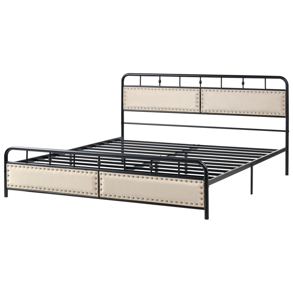 Letto in metallo nero con struttura a doghe rete 180 x 200 cm testiera moderna camera da letto