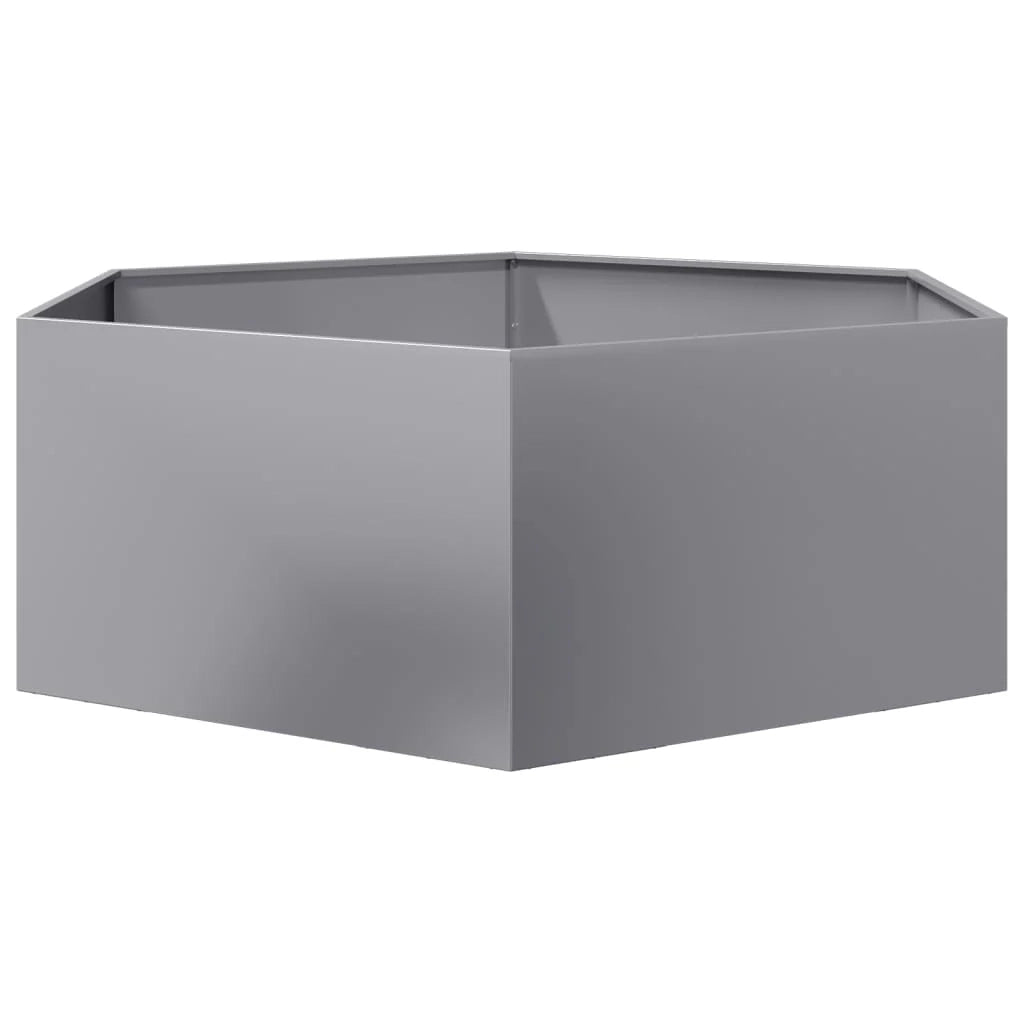 Fioriera/aiuola esagonale per piante fiori terrazza giardino 138 x 120 x 45 cm acciaio zincato argento 02_0038640