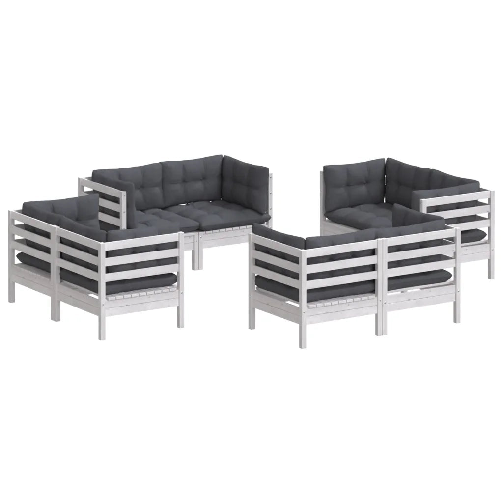 Set Divani da Giardino 8 pz e Cuscini Antracite Legno di Pino 3096059