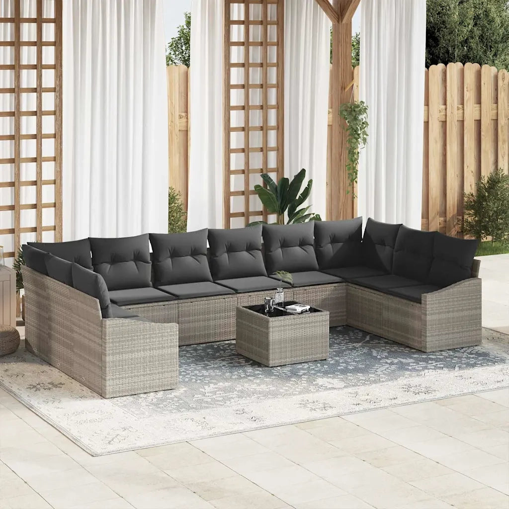 Set di divani con cuscino 11 pcs Grigio chiaro polyrattan 3346912
