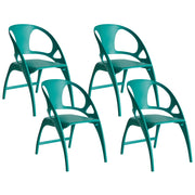 Set di 4 sedie da giardino in polipropilene verde thè plastica leggera e resistente agli agenti atmosferici per interni e per esterni.
