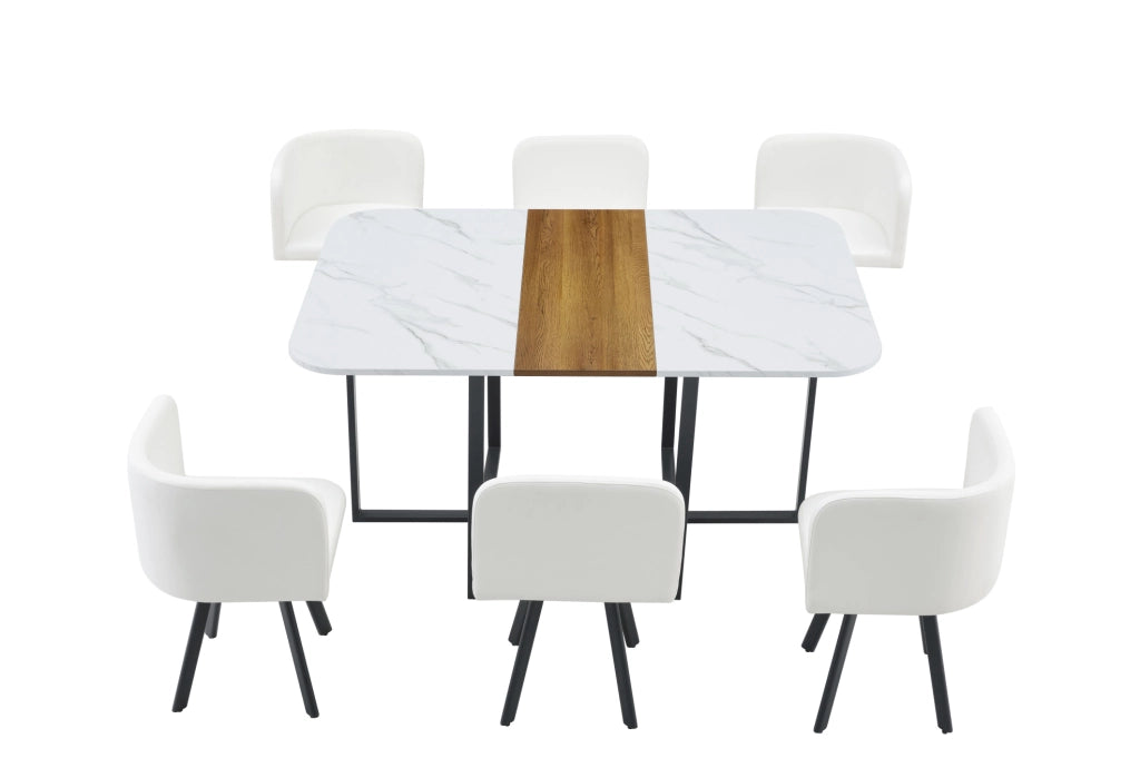Set da pranzo con tavolo estensibile e sedie; MDF e metallo nero