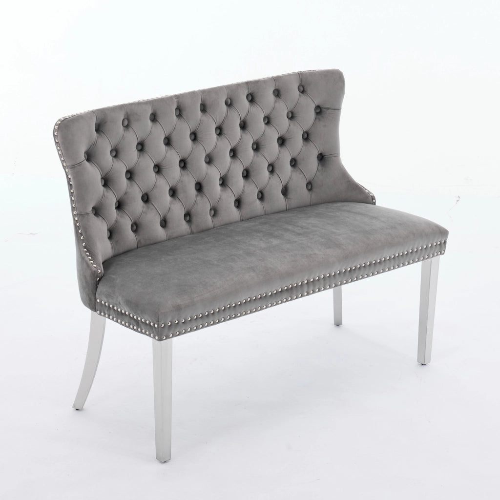 Panca 2 Posti Imbottita in Velluto ¨C MINIMAL ¨C Grigio, Gambe in Metallo
