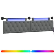 Testiera | Testata sospesa Con luce LED Grigio Scuro Tessuto