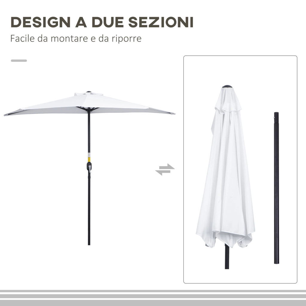 Ombrellone da Terrazza Mezzaluna ¨C zephmum ¨C Bianco 2.6x1.35 m