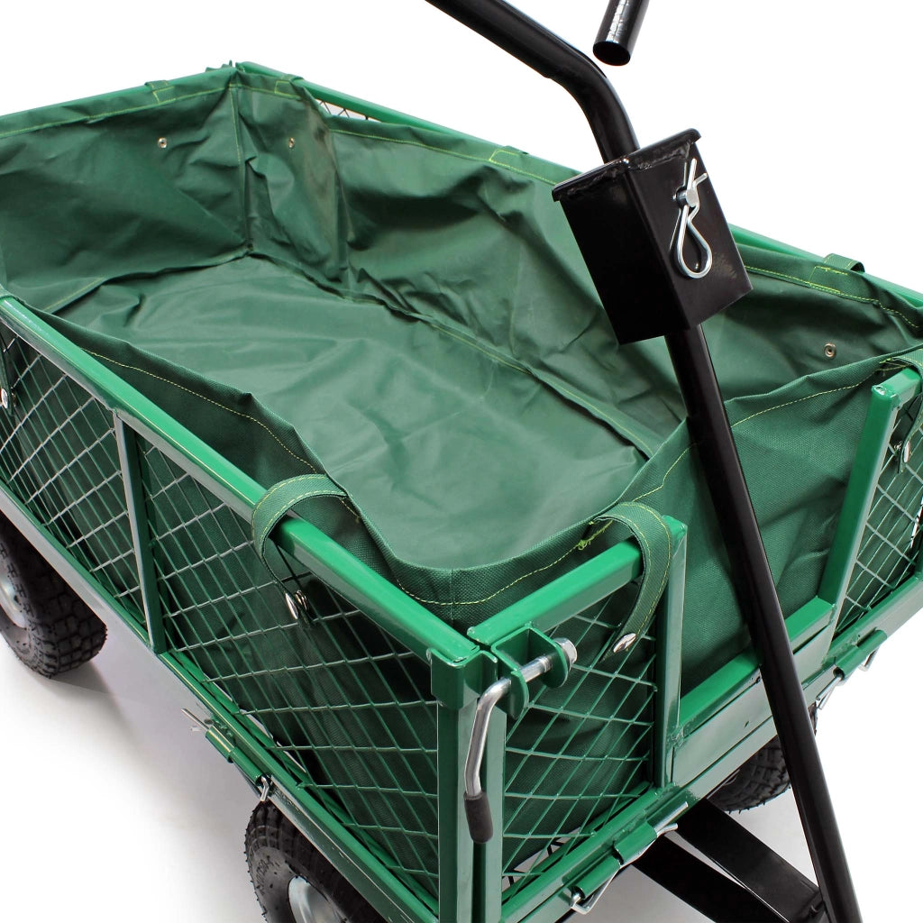 Carrello da trasporto con sponde ribaltabili max 300 kg, incl.telone, per giardino campagna
