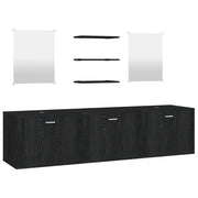 Set Mobili da Bagno | Armadio da bagno 6 pz Nero in Legno Multistrato