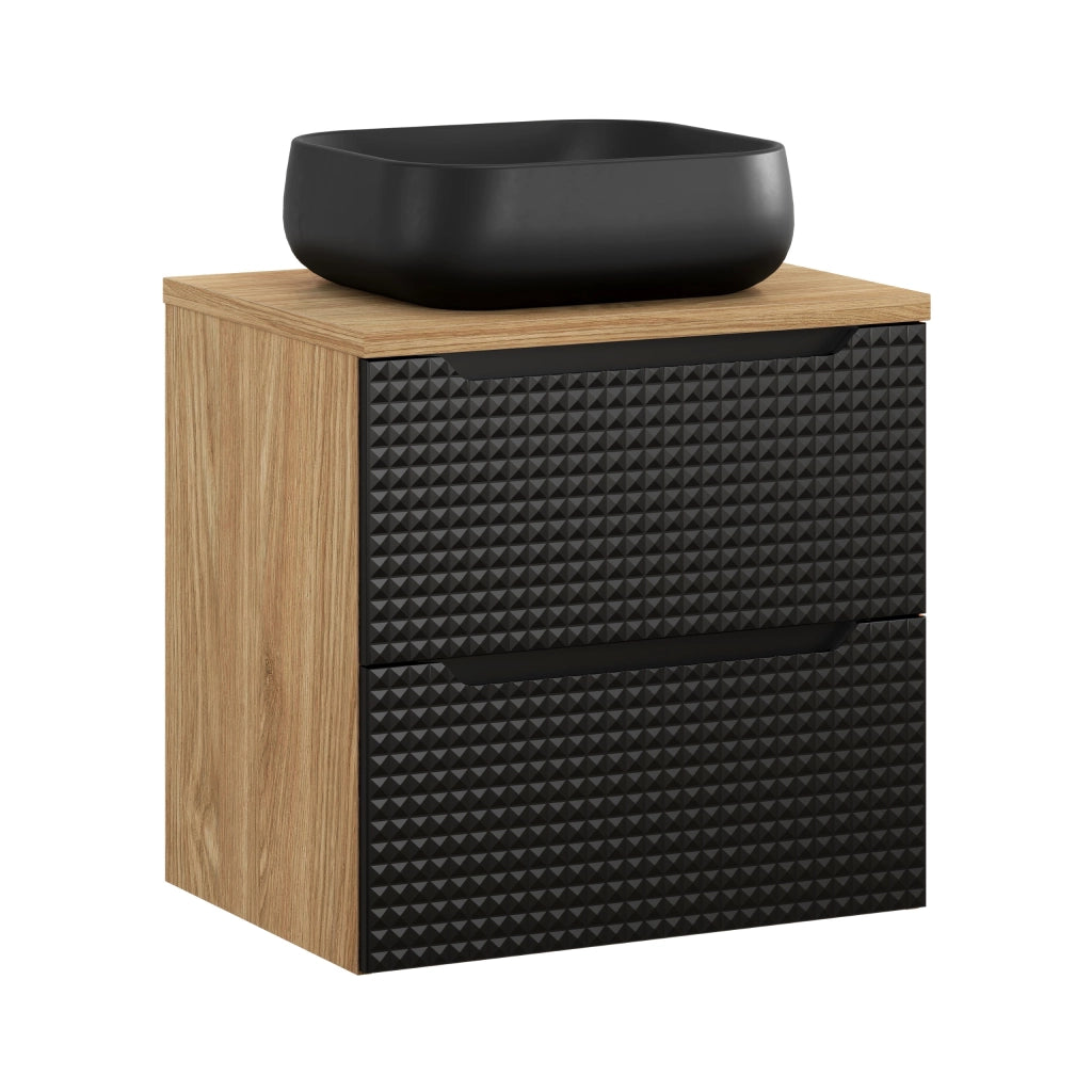 Set mobili bagno 60 cm con piano e lavabo da appoggio Nika Luxor Black 60 x 1401 x 46 cm