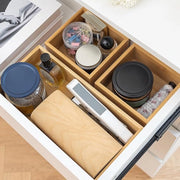 Sistema di archiviazione a 3 livelli per cassetti, scatola in bambù naturale 100%, stivabile, organizzatore per cassetti, cassetto in legno per cucina, ufficio o bagno, cassetto, cassetto per utensili in legno