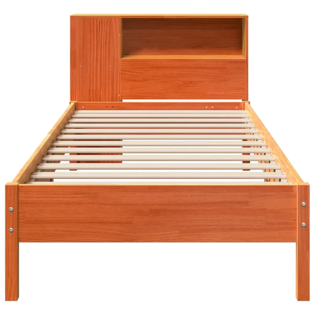 Letto Libreria senza Materasso Marrone Cera 100x200 cm in Pino 3322848