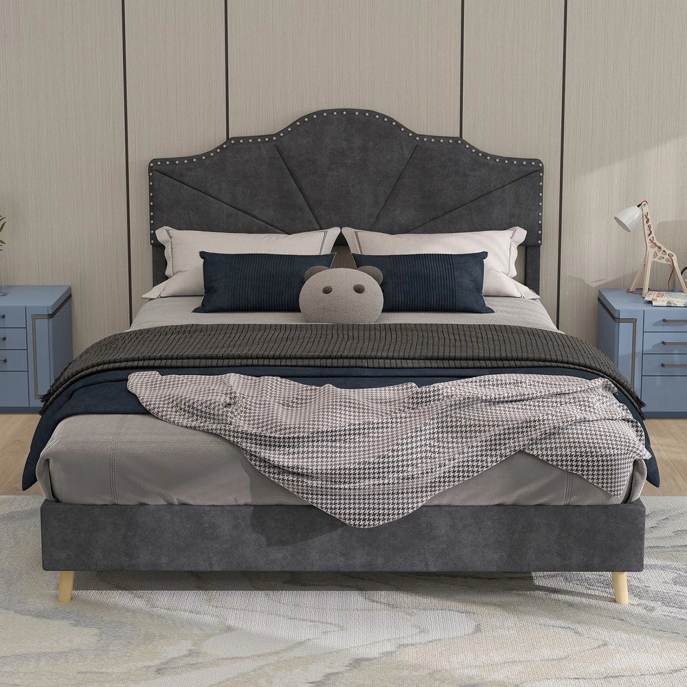 Letto imbottito con testiera ¨C Minimal ¨C Grigio 140x200cm