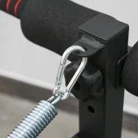 Panca per Addominali Pieghevole e Regolabile con Vogatore e 2 Corde, in Acciaio 51x137x50-66 cm, Nera e Rossa