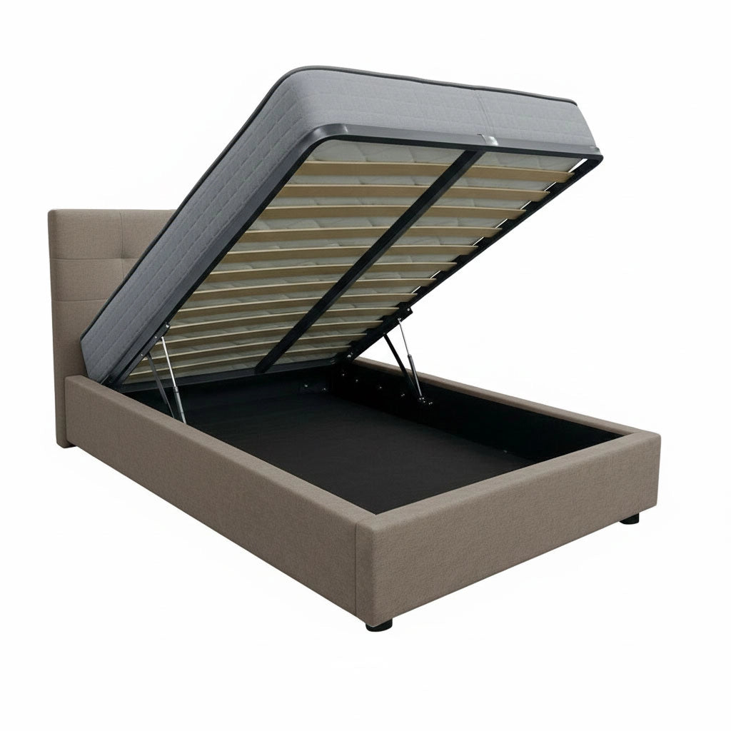 Letto contenitore piazza e mezza 120x190 cm con rete ortopedica a doghe, tessuto Enjoy, made in Italy - 54 Elephant