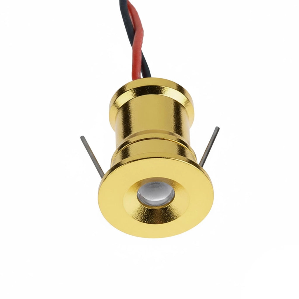 Mini faretto IP65 LED 1W resa 12W incasso punto luce 12V box doccia cielo stellato segnapassi luci gradini barca camper COLORE ORO 6400K